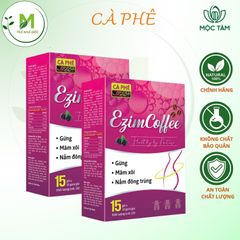 Cà phê Giảm Cân Ezim Mộc Tâm, Cà Phê Mâm Xôi- Gừng- Đông Trùng Hạ Thảo Hỗ Trợ Đốt Mỡ- Giảm Cân- Giữ Dáng- Cải Thiện Tiêu Hóa- Dẹp Da ( Hộp 15 gói x 15gr).