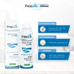 Xịt mụn body và gel tắm ngừa mụn Freeskin hỗ trợ viêm nang lông body