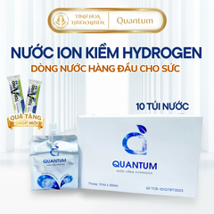 Nước ion kiềm giàu Hydrogen Quantum. Nước uống hằng ngày tốt cho sức khỏe. Độc quyền công nghê lượng tử  ( 333ml/túi X 10)