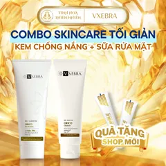 Sữa rửa mặt + kem chống nắng thiên nhiên, lành tính, dịu nhẹ với  mọi làn da VXEBRA. Công nghê hiện đại, Thành phần độc quyền
