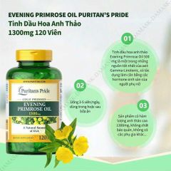 Viên Uống Tinh Dầu Hoa Anh Thảo Puritan's Pride Evening Primrose Oil 1300mg - Hỗ Trợ Sức Khỏe Da và Cân Bằng Nội Tiết Tố 647863