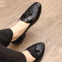 Giày lười da PU cao cấp DAVINCIA, giày da nam chụp kỷ yếu dập vân họa tiết 3D đế cao 3cm có khâu G8