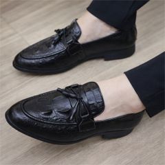 Giày loafer da mềm DAVINCIA, Giầy chú rể chất liệu da PU mềm dâp vân sắc nét gắn băng thắt nơ chuông tinh tế G13