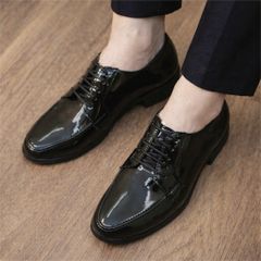 Giày derby da bóng kính DAVINCIA thời trang giới trẻ, giày da PU bóng đế mềm có khâu thiết kế trẻ trung G19