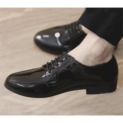Giày derby da bóng kính DAVINCIA thời trang giới trẻ, giày da PU bóng đế mềm có khâu thiết kế trẻ trung G19