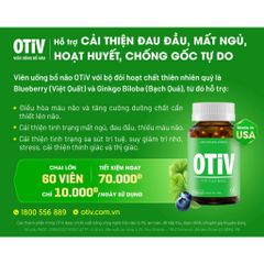 Viên uống OTIV cải Thiện Đau Đầu, Mất Ngủ, Hoạt Huyết Não hộp 60 viên