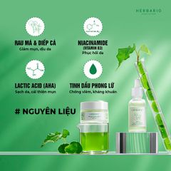 Mặt nạ Rau Má & Diếp Cá giảm dầu, mụn Herbario 30ml thuần chay