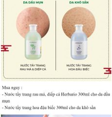 Nước tẩy trang Hoa Đậu Biếc Herbario 300ml thuần chay