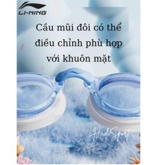 Mẫu mới kính bơi trẻ em Lining chống nước chống sương mù góc nhìn rộng kèm nút tai, cầu mũi LNJV246