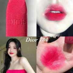 Son môi Dior Rouge Dior màu 784 Rouge Rose Velvet đỏ hồng
