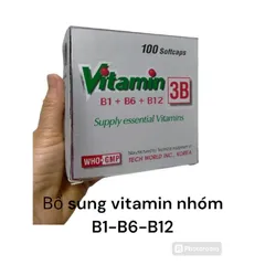 Vitamin 3B {B1+B 6+B 12} hộp 10 vỉ× 10 viên nang mềm tăng cường sức khỏe, nâng cao sức đề kháng,Tê bì chân tay