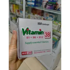 Vitamin 3B {B1+B 6+B 12} hộp 10 vỉ× 10 viên nang mềm tăng cường sức khỏe, nâng cao sức đề kháng,Tê bì chân tay