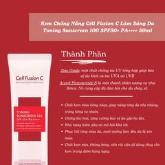 (Chaii 50ml) Kem Chống Nắng Cell Fusion C Toning Sunscreen 100 Nâng Tông - Bảo Vệ Da, Làm Sáng Mịn, Chống UVA/UVB, Dành Cho Mọi Loại Da Chính Hãng