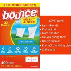 Giấy thơm Bounce của Mỹ 400 tờ - Khử mùi, lưu hương quần áo và đồ đạc, an toàn cho du lịch, chống ẩm và muỗi, sản phẩm chăm sóc nhà cửa.