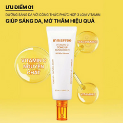 (Cao cấp) Kem chống nắng dưỡng sáng da INNISFREE VITAMIN C TONE UP SUNSCREEN SPF50+ PA++++ 50mL Chính hãng
