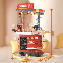 Đồ chơi quầy bán gà rán GuGu hiệu ứng hơi nước, đổi màu thức ăn, bé có trải nghiệm nấu ăn và bán hàng