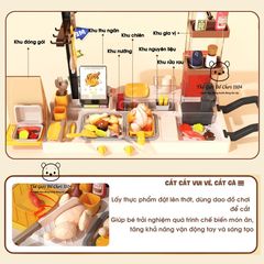 Đồ chơi quầy bán gà rán GuGu hiệu ứng hơi nước, đổi màu thức ăn, bé có trải nghiệm nấu ăn và bán hàng