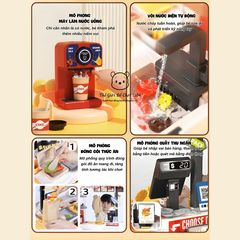 Đồ chơi quầy bán gà rán GuGu hiệu ứng hơi nước, đổi màu thức ăn, bé có trải nghiệm nấu ăn và bán hàng