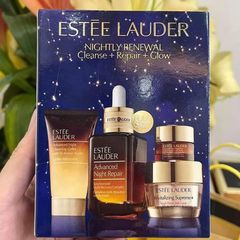 (4 Món) Set Dưỡng Da Estée Lauder Nightly Renewal Cleanse + Repair + Glow Chính Hãng
