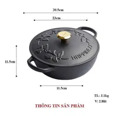 NỒI - CHẢO GANG HAPPINESS 23CM DÂY HOA - PHIÊN BẢN LIMITED