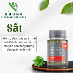 Thực phẩm Siberian Wellness Iron sắt, Hỗ trợ tạo máu, giúp chuyển hóa năng lượng, Hộp 60 viên