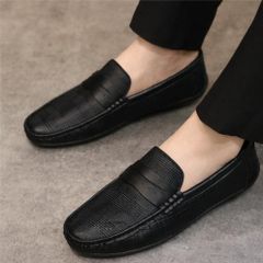Giày Mọi DAVINCIA in họa tiết kẻ sọc sắc nét, Giầy lười nam da mềm đế nhẹ có khâu chỉ xuyên đế chắc chắn G68