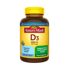 Viên uống bổ sung Vitamin D3 Nature Made D3 1000 IU - 650 viên hỗ trợ xương chắc khỏe, không gluten