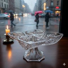 Khay mứt 4 cánh hoa pha lê mài Bohemia đường kính 35cm