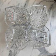 Khay mứt 4 cánh hoa pha lê mài Bohemia đường kính 35cm