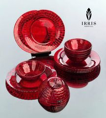 Set 12 món thuỷ tinh pha lê màu cao cấp IRRIS DE