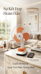 Quạt bàn tích điện hãng EASY POWER EP-3212A , chạy nguồn 220v 12 inch , sạc điện thoại, đèn Led
