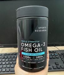 Dầu cá Sports Research Omega-3 Fish Oil Triple Strength 150 viên - Bổ sung Omega-3 cho sức khỏe tim mạch và chức năng não bộ 655366