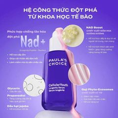 Paula's Choice NAD+ CellularYouth Serum 30ml tinh chất chăm sóc da chuyên sâu, giúp giảm nếp nhăn, tăng độ săn chắc và hỗ trợ duy trì làn da tươi trẻ dài lâu.
