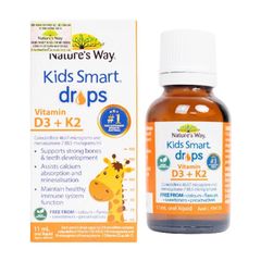 Vitamin D3 + K2 Nature's Way Kids Smart Drops - Hỗ Trợ Hấp Thụ Canxi Và Tăng Cường Sức Đề Kháng Cho Trẻ (11ml)