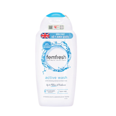 Femfresh Active Wash - Dung Dịch Vệ Sinh Phụ Nữ Hàng Ngày 250ml, Giúp Da Mềm Mại, Không Gây Dị Ứng, Thoáng Mát Dành Cho Người Năng Động
