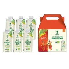 Combo 6 Hộp Mật Hoa Dừa Tươi Organic Sokfarm 330ml - Thức Uống Thanh Mát 100% Tự Nhiên, Giàu Khoáng Chất