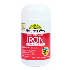 Viên Sắt Nature's Way Cao Cấp Kết Hợp Vitamin C & B12 - Hỗ Trợ Sức Khỏe & Chuyển Hóa Năng Lượng, 30 Viên Úc