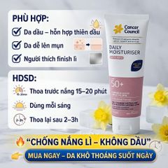Kem Chống Nắng Kiềm Dầu Cancer Council Daily Moisturiser Matte Finish SPF50+ 150ml Lì Ráo