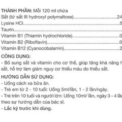Siro Bổ sung sắt và vitamin B1,B2, B12 Larue Feron