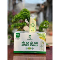 [Hoả Tốc HCM] Thùng 12 hộp mật hoa dừa tươi Organic sokfarm 330ml - mật hoa dừa tiệt trùng UHT