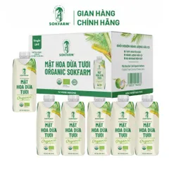 Hỏa tốc HCM - Combo 6 hộp mật hoa dừa tươi Sokfarm dòng tiệt trùng 330ml - mật hoa dừa UHT