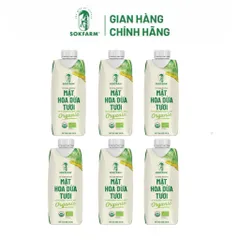 Hỏa tốc HCM - Combo 6 hộp mật hoa dừa tươi Sokfarm dòng tiệt trùng 330ml - mật hoa dừa UHT