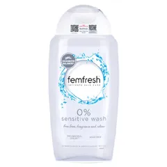 Femfresh 0% Sensitive Wash - Dung Dịch Vệ Sinh Phụ Nữ Da Nhạy Cảm 250ml - Dịu Nhẹ, Không Hương Liệu, Cho Cảm Giác Tươi Mát 24h