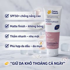 Kem Chống Nắng Kiềm Dầu Cancer Council Daily Moisturiser Matte Finish SPF50+ 150ml Lì Ráo 656745