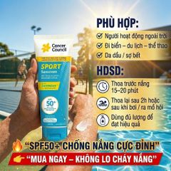 Kem Chống Nắng Thể Thao SPF50+ Cancer Council Sport 110ml Khô Ráo Chống Nước Ngoài Trời Kháng Mồ Hôi 656748