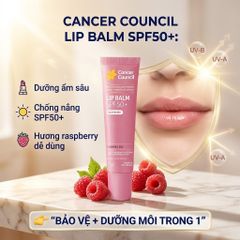 Son Dưỡng Môi Chống Nắng Cancer Council Lip Balm SPF50+ Raspberry 15g Chống UV Dưỡng Ẩm 656751