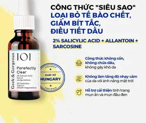 (Châu Âu) Bộ Đôi Kiềm Dầu Thu Nhỏ Lỗ Chân Lông BHA 2% và Niacinamide 10%  Geek & Gorgeous