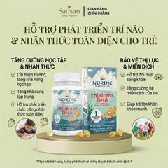 TPBVSK Viên nhai Nordic Naturals Children's DHA vị dâu 90 viên & 120 viên cho bé 3+ tuổi - Nội địa Mỹ