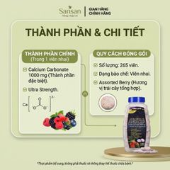 Kẹo nhai Antacid Kirkland Signature hương vị quả mọng  265 viên - Nội địa Mỹ