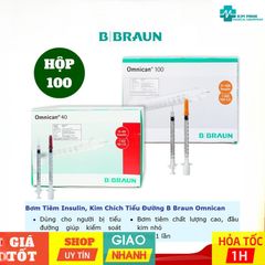 [HỘP 100] Bơm Tiêm Insulin, Kim Chích Tiểu Đường B Braun Omnican U40 | Kim đầu đỏ
